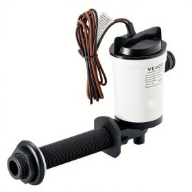 Livewell Pump for Boat, 12V 800 GPH Livewell Aerator Pump with Detachable Motor, 90-Degree Baitwell Pumps for Boats