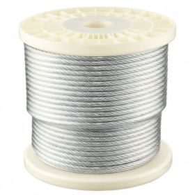 1/4 Inch Wire Rope, 250 ft Length, Zinc Galvanized Carbon Steel Cable with Gloves, 7000 lbs Breaking Strength, 7 x 19 Strands Construction