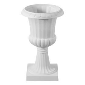 Plastic Urn Planters, 9.8 x 16.5 Inch, 2 Pack White Classic Flower Pots Front Porch Planters, Indoor & Outdoor Vase for Wedding, Party, Event, Ho