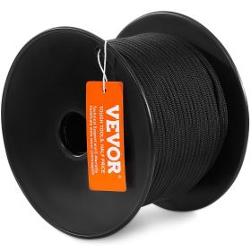 Braided Nylon Cord, 3/16 inch by 250 feet, 32-Strand Design, 720 LBS Tensile Strength, Multi-Purpose Black Rope for Outdoor, Tree Work, Hiking