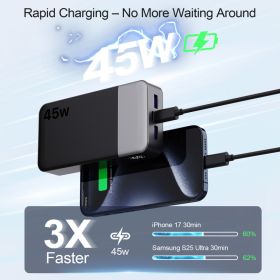 Australia Overseas Warehouse N OBIS 45W Fast Charging Power Bank 20000mAh Laotop Travel Essential Portable Cell Phone Charger With USB-C Input An (Option: Black-45w)